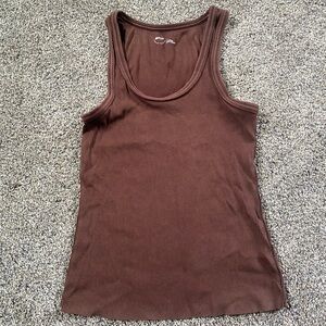 Aerie Fitted Brown Sleeveless Tank Top